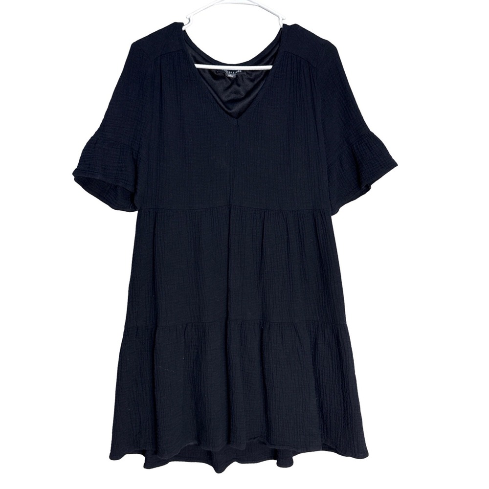 Perceptions (Black) Tiered Gauze Babydoll Dress Womens Size S
